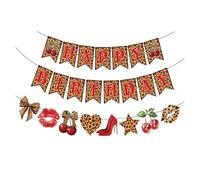 Cosblisvia 1 Pieza Feliz Cumpleaños Guirnalda, Decoración Cumpleaños Banner, Cadena de Banderines para Mujeres, Niñas, Fiesta, Pared, Sala de Estar (Rojo, Patrón de Leopardo)