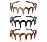 COSBLISVIA 3 Piezas de Diademas Zig Zag, Diadema para Mujeres y Niñas, Adolescentes para Maquillaje, Deporte, Fiesta (Ámbar + Negro)