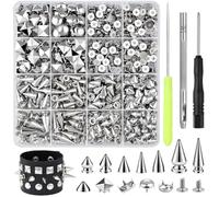 Cosblisvia 630 Piezas de Kit de Tachuelas con Herramientas, Tachuelas Plateadas y Pinchos Punk para diseñadores Principiantes, cosplayers, para Ajuste de Denim, reparación de Cuero, fabricación de