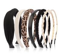 Cosblisvia 7 piezas conjunto de diademas para mujer, diadema ancha, diademas antideslizantes para niñas y mujeres, cinta vintage de cuero para uso diario, fiesta, yoga, maquillaje (Negro)