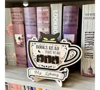 Cosblisvia AuraFusion Deko Libros Estante Decorativo Libro Contador De Lecturas De Madera para Lectores Profesores Bibliotecarios para Estantería Salón Biblioteca 16.5 X 17.3 CM
