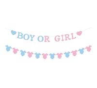 Cosblisvia Boy or Girl Girlande, Decoración para Fiesta de revelación de género con Pancarta de Body, Set de decoración para futuros Padres, telón de Fondo para Baby Shower (Rosa Azul)