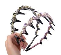 Cosblisvia Diademas Mujer 2 Piezas Diadema Zigzag Cristal Ancha con Dientes para Mujeres Niñas Damas de Honor Fiesta Boda Estilo Diario Lila y Gris
