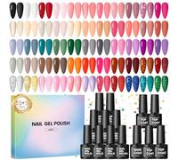Coscelia 60Pcs Esmaltes Semipermanentes para Uñas, 55 Colores Pintauñas Semipermanentes de 7ML con Base, Top Coat Brillante y Mate, Set Esmalte de Uñas Semipermanentes con Rosa Rojo Nude