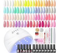 COSCELIA Esmalte de Uñas En Gel de 20 Colores Set con Lampara Blanco Desnudo Rosa Verde Kit Uñas Semipermanentes con Base Top Mate Top Coat Kit Manicura Semipermanente