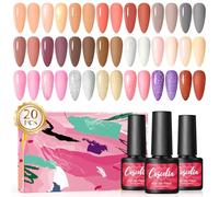 COSCELIA Esmaltes Semipermanentes de Uñas en Gel 20 Color Blanco Rosa Rojo Destello UV Gel Kit Nail Polish Esmalte Uñas Pintauñas Semipermanentes Set Manicure 7 ml