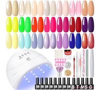 COSCELIA Kit Uñas Semipermanentes, 20 Colores Esmaltes Semipermanentes para Uñas con Lampara UV, 5pcs Top Coat y Base Coat, Kit Manicura Semipermanente para Principiante y Profesional