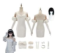 CosDogs Anime Alien Stage Sua Disfraz de Cosplay con Peluca para Mujer Vestido Blanco Banda para el Cabello Conjunto Completo Traje Accesorios Halloween Carnaval Fiesta Cómic Exhibición Trajes