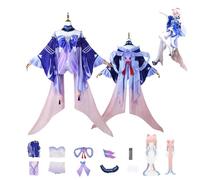 CosDogs Anime Genshin Impact Sangonomiya Kokomi Disfraz Cosplay con Peluca mujer blusa azul y morada falda con cola rosa Completo Traje Accesorios Halloween Carnaval Fiesta Cómic Exhibición Trajes