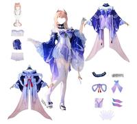 CosDogs Anime Genshin Impact Sangonomiya Kokomi Disfraz de Cosplay con Peluca Abrigo Tocado Accesorios para Hombres Mujeres Adultos Niños Traje Carnaval Halloween Juego Rol