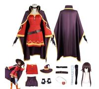 CosDogs Anime KonoSuba Bendición de Dios en este maravilloso mundo Megumin Disfraz de Cosplay con Peluca Vestido Rojo Accesorios Mujeres Hombres Niños Traje Halloween Carnaval Vestido Mono Kimono