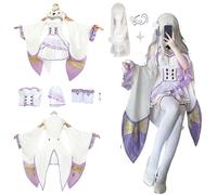 CosDogs Anime Re: La vida en un mundo diferente desde cero Emilia Disfraz de Cosplay con peluca Tocado Accesorios Mujeres Hombres Niños Traje de Carnaval de Halloween Vestido Kimono Traje