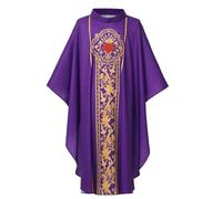 COSDREAMER Bata para hombre y mujer, diseño de sacerdote celebrante, casulla católica, iglesia católica, vestido de misa para padre (morado)