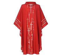 COSDREAMER Bata para hombre y mujer, sacerdote, pastor, celebrante, casulla católica, iglesia católica, vestido de misa para padre (rojo)