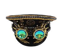 COSDREAMER Burning Man - Gorro de lentejuelas para mujer, diseño militar, con gafas (negro dorado)