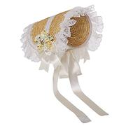 COSDREAMER Chicas Mujeres Tea Party Sun Hat Lolita Flores Ribbons Sombreros de Paja Multicolor (Blanco)