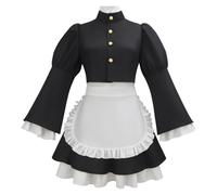 COSDREAMER Disfraz completo de sirvienta de anime para cosplay, vestido de sirvienta francesa en blanco y negro con delantal y diadema
