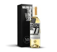 «Cosecha del 77 algo irrepetible» Mensaje en una Botella. Vino Blanco Premium Verdejo Joven + Gift Box. Etiqueta Blanca PERSONALIZABLE