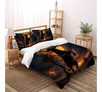 Cosecha Luna Toro Juego De Funda Nórdica Estampado 3D Vida Silvestre LY Animal Microfibra Suave con Cremallera Oculta para Niños Y Adultos Ajuste King（220x240cm）