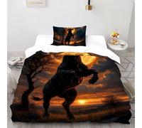 Cosecha Luna Toro Juego De Funda Nórdica Impresión 3D Vida Silvestre LY Animal Microfibra Suave con Cremallera Oculta para Niños Y Adultos Ajuste Single（135x200cm）