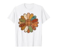 Cosecha Patchwork Flor Otoño Hojas Diseño Camiseta gráfica económica, Hombre, Blanco, L
