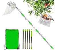 Cosechadora de Frutas telescópica - Recolector de cestas con Cabezal de Metal y Mango Extensible | Herramienta de recolección de jardín portátil, Longitud Ajustable de 2-, Agarre Antideslizante, DIS
