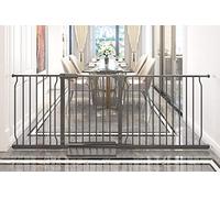 COSEND - Puerta de bebé extra ancha con cierre automático, metal negro, para niños, mascotas, puertas de seguridad para escaleras, puertas, cocina y sala de estar (182 a 194 cm), color negro