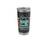 Coser Happy Cute máquina de coser corazones florales Vaso térmico de acero inoxidable de doble pared
