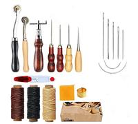 coser herramientas Kit de reparación 14 piezas para coser mano Craft DIY kit de costura a mano con Ranuradora punzón encerado hilo de dedal para costura, cuero, lona o otros proyectos de Leathercraft