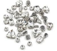 coser pedrería, 50 piezas/bolsa de piedras cristal con formas variadas for coser, engastes garra plata, diamantes imitación, for hacer tú mismo, bolsos, zapatos y accesorios ropa(Clear)