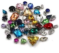 coser pedrería, 50 piezas/bolsa de piedras cristal con formas variadas for coser, engastes garra plata, diamantes imitación, for hacer tú mismo, bolsos, zapatos y accesorios ropa(Mix Color)