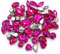 coser pedrería, 50 piezas/bolsa de piedras cristal con formas variadas for coser, engastes garra plata, diamantes imitación, for hacer tú mismo, bolsos, zapatos y accesorios ropa(Rose)