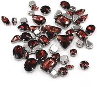 coser pedrería, 50 piezas/bolsa de piedras cristal con formas variadas for coser, engastes garra plata, diamantes imitación, for hacer tú mismo, bolsos, zapatos y accesorios ropa(Wine Red)