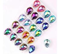 coser pedrería, Cristales de imitación vidrio AB RB con forma gota agua sueltos, for coser sobre base plana, multicolor, en varios tamaños(A17 Rb Colors Mix,13x18mm 20pcs)