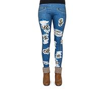 cosey Bedruckte Bunte Leggings, Jeans Leo Patches, Talla única Mujeres
