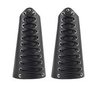 COSFAN 2 protectores de brazo de tiro con arco, brazaletes medievales, protectores de brazo de cuero, brazalete Punk, guantelete Vintage ajustable, brazaletes de cuero para hombres y mujeres (Negro)