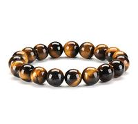 COSFAN Ojo de Tigre Natural Pulsera de Piedra 10mm Crystal Gemstone Beaded Hombres Mujeres Meditación Mala Budista Oración Zen Budismo Pulsera