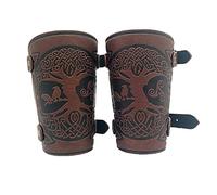 COSFAN Viking World Tree Arm Guards Brazales De Cuero Punk Brazales En Relieve Vendaje Medieval Del Renacimiento Brazales De Armadura Brazalete Hombres Mujeres Brazales De Guantelete (Marrón)