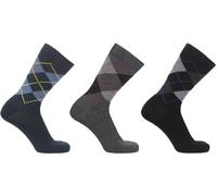 COSHAL® 3 pares de calcetines de vestir para hombre, calcetines de algodón ricos, clásicos, adecuados para el trabajo, uso casual, transpirables, duraderos, vestido de rombos inteligentes, calcetines