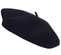 COSHAL® Boina de Lana Unisex Estilo Francés - Color Clásico Negro, Suave y Cálida para Exteriores - Diseño Vintage para Artista, Talla Única