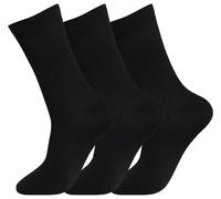 COSHAL® Calcetines anchos para mujer diabética, peine de miel, puño suave, agarre no elástico con puntera sin costuras, sensación acogedora, pies hinchados, Negro (3 pares), talla única