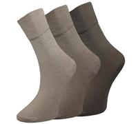 COSHAL® Calcetines para diabéticos para hombres, anchos y fáciles de usar, puños suaves, no elásticos, aptos para edemas, sin costuras, sensación fresca, Marrón (3 pares), Taille unique