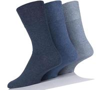 COSHAL® Calcetines para diabéticos para hombres, anchos y fáciles de usar, puños suaves, no elásticos, aptos para edemas, sin costuras, sensación fresca, Azul (3 pares)., Taille unique