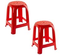 COSHANO 2X Taburete Silla de plástico Asiento apilable Banco jardín Camping Playa Fabricado en españa (2X Rojo)