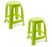 COSHANO 2X Taburete Silla de plástico Asiento apilable Banco jardín Camping Playa Fabricado en españa (2X Verde)