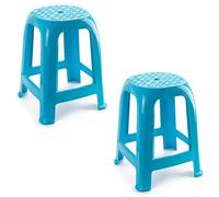 COSHANO 2X Taburete Silla de plástico Asiento apilable Banco jardín Camping Playa Fabricado en españa (2X Azul)