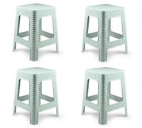 COSHANO 4X Taburete plástico Estilo ratán Moderno apilable para Interior y Exterior Fabricado en España - 36x36x45cm (4, Verde)
