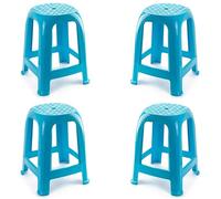 COSHANO 4X Taburete Silla de plástico Asiento apilable Banco jardín Camping Playa Fabricado en españa (4X Azul)
