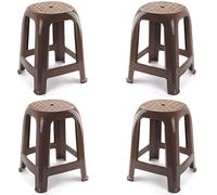 COSHANO 4X Taburete Silla de plástico Asiento apilable Banco jardín Camping Playa Fabricado en españa (4X Marron)