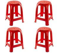 COSHANO 4X Taburete Silla de plástico Asiento apilable Banco jardín Camping Playa Fabricado en españa (4X Rojo)